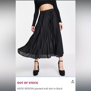ASOS DESIGN pleated midi skirt in black, size 6